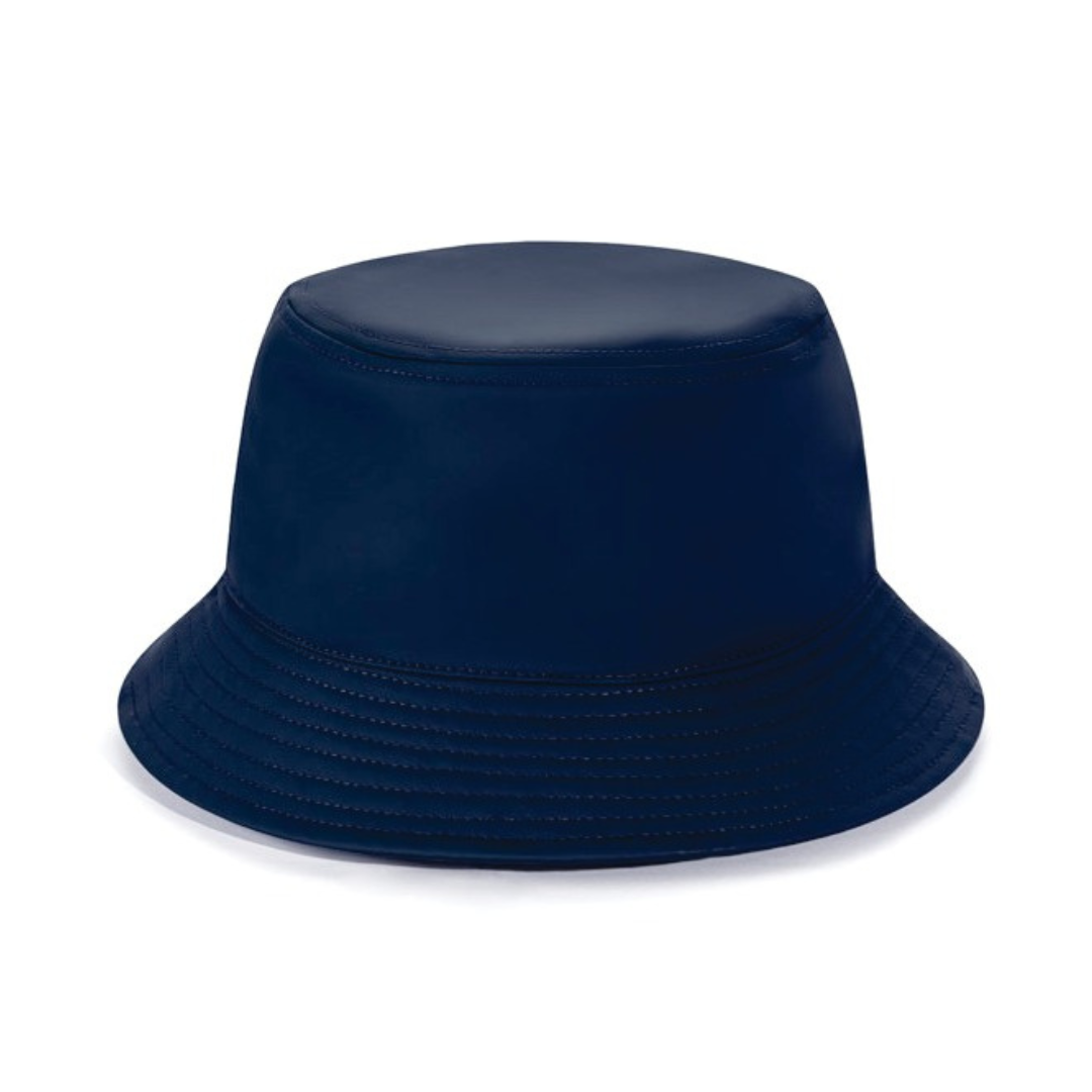 Chapéu Bucket Hat azul marinho liso. Modelo pescador unissex para personalização de marcas e eventos.